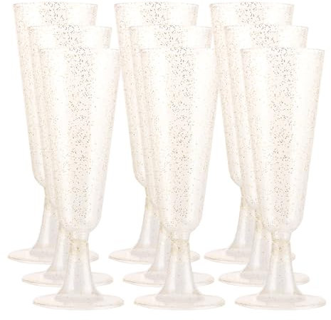 LOLYSIC Bicchieri da spumante in plastica, 30 pezzi, 160 mm x 54 mm, 150 ml, possono essere utilizzati per feste di compleanno di nozze (oro rosa)