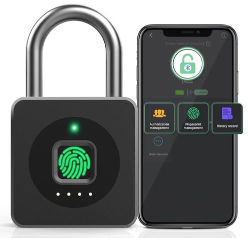 Pothunder Fingerprint Padlock with APP, Waterproof Smart Lock