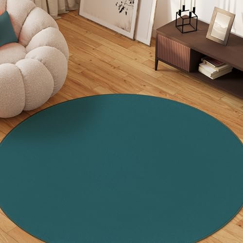 TAPISO Mono Rund Teppich Kurzflor Indoor Outdoor UV-beständig Blau Einfarbig Wohnzimmer Schlafzimmer Kinderzimmer Modern Design ÖKO-TEX 160 x 160 cm