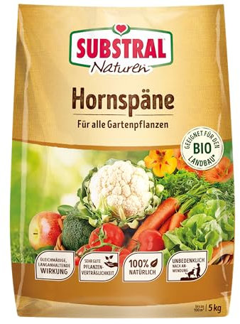 Substral Naturen Bio Hornspäne, 5kg, Organischer Dünger für Gärten und Balkone, Nährstoffreich & Chloridarm