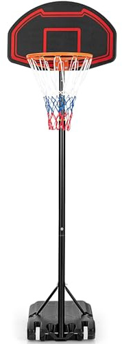 LIFEZEAL Canestro da Basket per Bambini con Base Riempibile, Regolabile in 5 Altezze, Rete Resistente e Tabellone Antirottura, Canestro per Pallacanestro per Interni ed Esterni, 248 x 71 x 154-210 cm