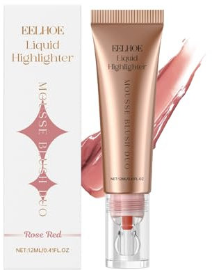 Illuminante Liquido Blush 2PCS - Luci Vibranti E Colore Naturale per Un Effetto Brillante, Facile Da Applicare, Set Completo per Contouring E Makeup (Rosa Rosso)