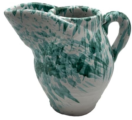 Brocca in Terracotta Gocciolata Verde Ramina con Beccuccio – Artigianato Made in Italy Dimensione 21X25 2801251512