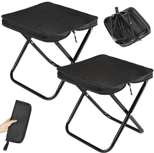 CHENBOOW Tragbarer Klapphocker,2 Stück Camping Hocker,Campinghocker,Mini-Klapphocker,Gartenhocker,Klapphocker Faltbar,Klappstuhl,Leicht Sitz Falthocker,für Reisen Wandern Angeln Grillen Strand