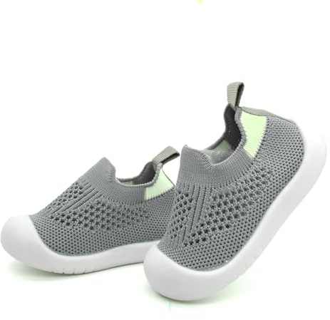 Toddler Baby First Walking Shoes Non-Skid Infant Sneakers Breathable Knitted Mesh Boy & Girls Tennis Shoes Slip-on Soft Sole Indoor Floor Slippers