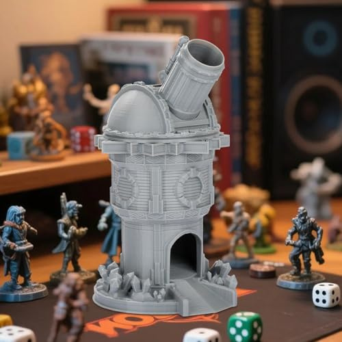 LKKCHER DESIGN Tour de dés Cannon, rouleau de dés en résine de style militaire avec plateaux, accessoire de jeu de table steampunk, tour à rouler D&D, trône de dés portable RPG, cadeau pour joueurs de