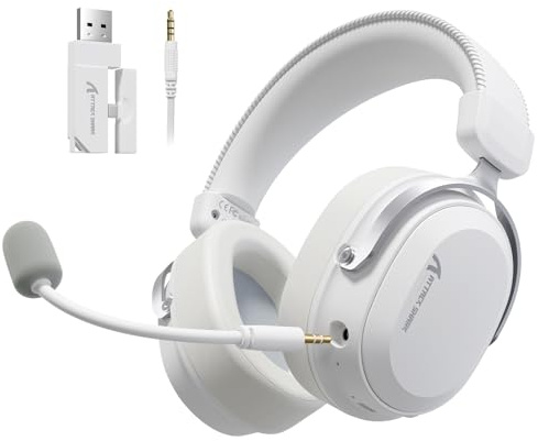 ATTACK SHARK L30PRO Casque Gamer sans Fil, Surround 7.1, Pilotes 50mm, Tri-Mode 2.4G/BT 5.3/Filaire, Micro Amovible ENC pour PC/PS5/Xbox/Switch, Batterie 84H - Blanc