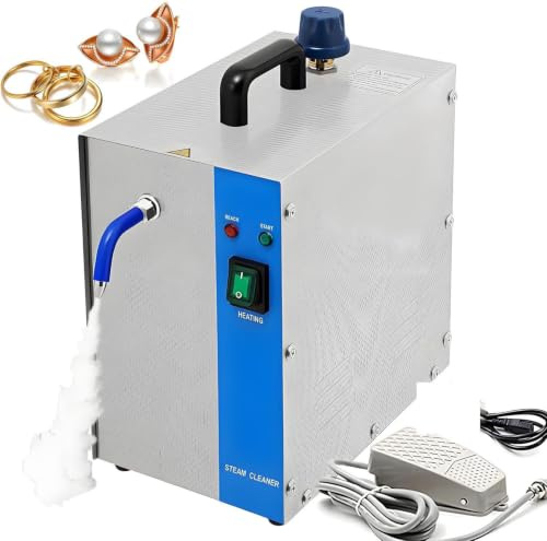 Ångtvätt för smycken, 1300W högtryckstvätt för ädelstenar med mätkopp och tratt, 2L kapacitet, elektrisk ångtvätt i rostfritt stål för hemmabruk och kommersiellt bruk