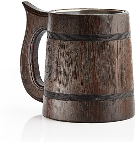 Grande chope à bière en bois de chêne très résistante, robuste et longue durée avec doublure en métal Fabriquée à la main avec un artisanat et des matériaux de qualité