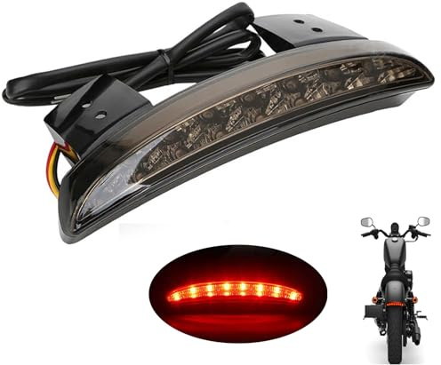 ANKIA Motorcycle Chopped Rear Fender Edge LED Brake License Plate Tail Light Stop Running Light Turn Signal Lamp for Harley Sportster XL883N 1200N XL1200V XL1200X (Smoked Black)