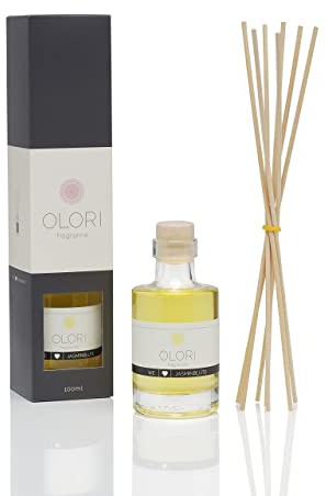 Rumdoft jasmin – diffuser med pinnar – doftolja med eteriska oljor blommig, uppfriskande – 100 % naturlig och ren – inomhusluftfräschare med doftpinnar för hem – rumdofter för välbefinnande (100 ml)