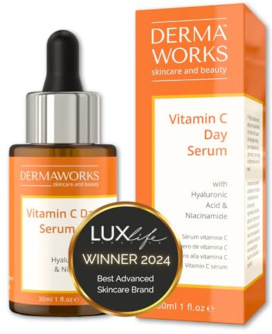 SERUM VITAMINA C ALTA POTENTE con Acido Hialuronico y Niacinamida - Contorno de Ojos Mujer y Hombre - Serum Facial Hidratante, Antimanchas, Antiarrugas y Antiedad - Vitamina C Cara de DERMAWORKS