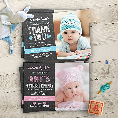 Baby Thank You Cards, Personalised, Birth Announcement, Girl or Boy Thank You Cards (Design 1)