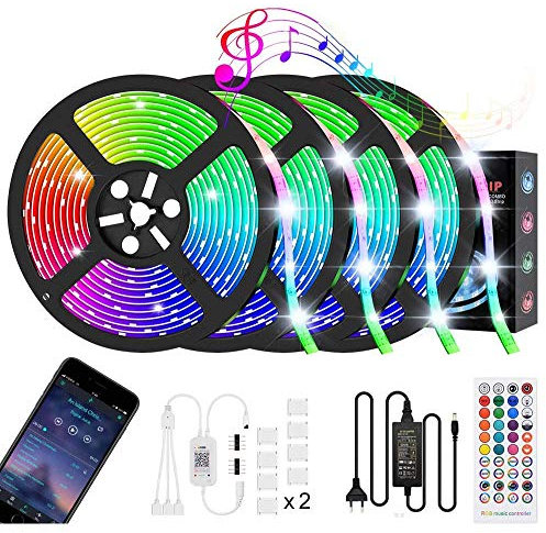 Audor LED Strip 20m IP65 Wasserdicht RGB LED Streifen Kit 16 Millionen Farben LED Lichterkette Musik Sync Leiste, 5050 Lichtband Deko für Wohnzimmer Schlafzimmer Party Weihnachten (20m)