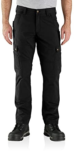 Carhartt Men's Relaxed Straight Ripstop Double-Front Cargo Pant, Black, W32 x L30