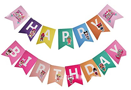 LOL Festone Buon Compleanno Torta,Decorazione Festa di Compleanno Striscione per Ragazze Ragazzi 1st 18th 21st 30th Any Ages Decorazioni