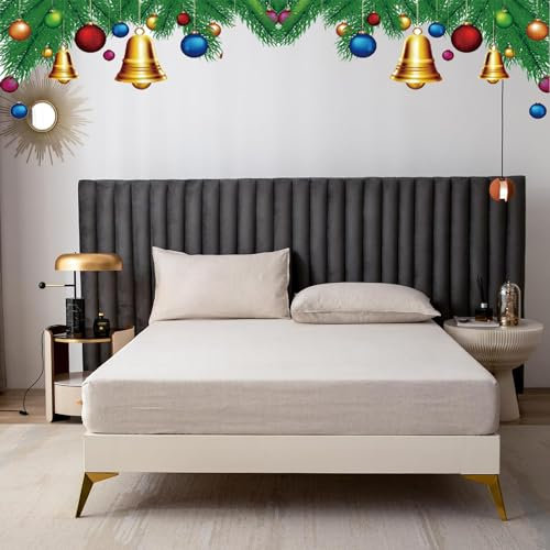 CHUFFED Spannbettlaken 200x200cm leinen 100% Spannbetttuch Bettlaken, 30cm Tiefe Tasche, emperaturregulierender atmungsaktiv Spannbettlaken mit Gummizug, Natur Leinen