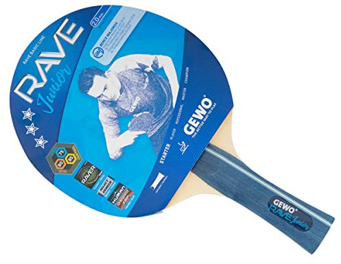 GEWO Tischtennisschläger Rave Junior – Einsteiger Schläger für Kinder & Jugendliche – konkaver Griff, 2,0 mm ITTF-Belag, hohe Kontrolle & leichtes Gewicht