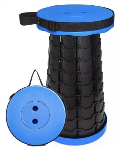 RHP Tabouret pliable et réglable en hauteur I Tabouret portable pour jardin et extérieur - Chaise pliante de camping, chaise d'extérieur - pour camping, voyage, pêche, barbecue (bleu)