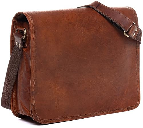 SID & VAIN große Laptoptasche Messenger Bag echt Leder - 15 Zoll Laptop Business-Tasche Camden - Umhängetasche mit Laptop-Fach - Ledertasche Herren und Damen braun handgefertigt