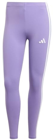 adidas Women's ESSENTIALS 3-STRIPES COTTON LEGGINGS, violet fusion/white, S