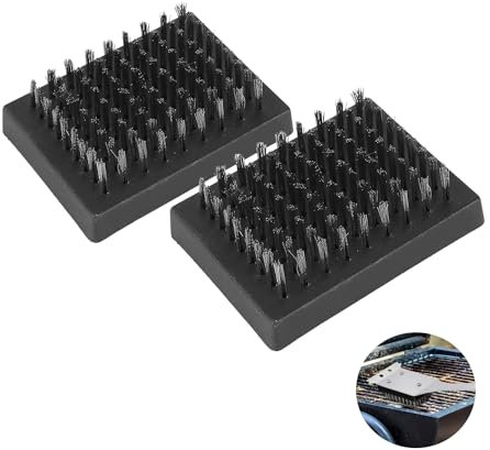 2 cepillos para parrilla, cerdas de alambre para barbacoa, cabezales de repuesto para cepillo de parrilla y raspador