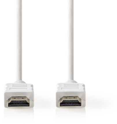 Nedis High Speed HDMI-kabel med Ethernet - HDMI-kontakt - HDMI-kontakt - 4K@60Hz - ARC - 18 Gbps - 2,00 m - rund - PVC - vit - etikett