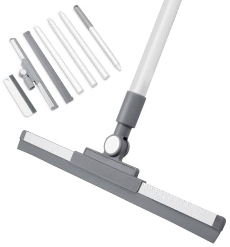 AMFUN Squeegee Professional Foam Water Floor Squeegee, 53 Inch Long Handle for Wet Room Window Cleaner, 180 Degree Rotatable Wiper with 1PC Soft Silicone Glass Wiper