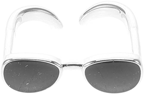 GALPADA Anillo de gafas de sol negras, anillo de dedo, anillos de apertura creativos, anillo de colección, diseño de gafas divertido, cadena única, anillos modernos, para parejas, anillos de joyería