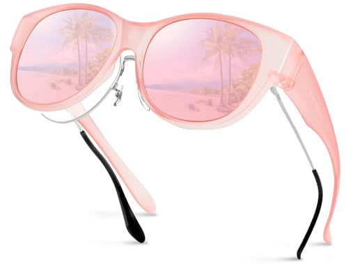 Hifot Gafas de Sol Polarizadas Usar Sobre Gafas para Mujer Hombre, Protección UV400 Sunglasses Ajuste Sobre Lentes de Graduadas, Mode Montura Redondo para Exteriores Conducir Pescar Andar Ciclismo