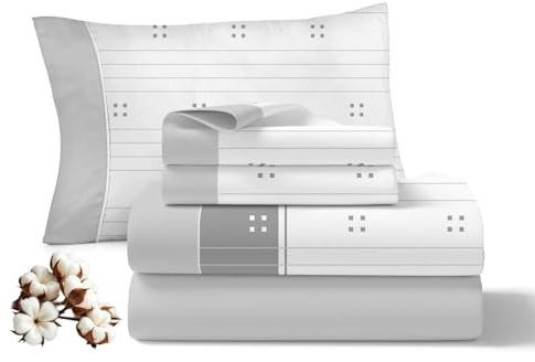 Viuda de Tolra | Juego de Sábanas 3 Piezas Gris para Primavera/Verano 100% Algodón para Cama 90 cm | Incluye Sábana Encimera, Bajera Ajustable y Funda Almohada | Modelo Dulce