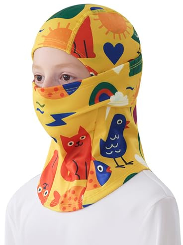 AYPOW Pasamontañas Térmico de Invierno Niños, Multifunción Prueba de Viento Forro Polar Cálido Máscara de Esquí Ciclismo Sombreros Gorro con Calentador de Cuello, Mascarilla para 4-12 Años Niños Niñas