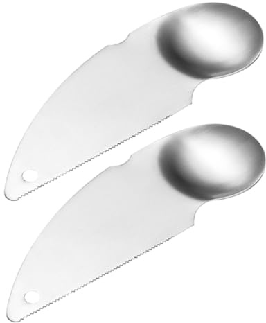 CONGARTENO Peladores De Kiwi Cuchara 2 Piezas Tamaño Compacto Acero Inoxidable 304 Cortador Dentado Para Extraer Pulpa Utensilios Cocina Para Frutas