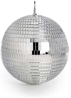 20cm Mirror Disco Ball, Hanging Silver Glitter Ball, Disco Light Effect | Lightweight Mirror Decoration Reflects Light for Party, Wedding, DJ Sets, Bars, Dance Floors and Ballroom Decor