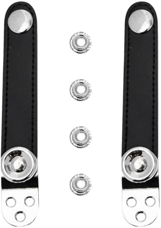 Alipis 2 Pezzi Cinture in Pelle e Acciaio per Fisarmonica Fibbia Resistente, Colore Nero, Distanza Centrale 8,2cm, per Pratica e Concerti