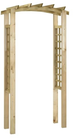 Rosenbåge av massiv furu, grönimpregnerad, 110 x 60 x 210 cm, fristående som pergola, spaljé, spaljé, spaljé för trädgård, balkong, terrass med dekorativ lövgång och växtstöd