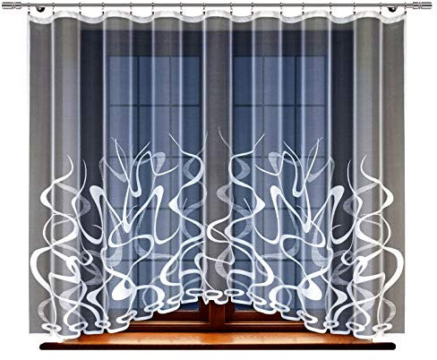 HAFT® Gardine; Store; Vorhang transparent, elegant weiß, Kräuselband (160 x 400 cm)
