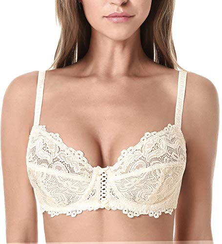 WingsLove Women's Floral Lace Bra Underwire Non Padded Soft Cup Full Coverage
