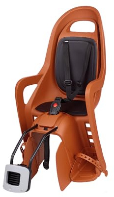 POLISPORT 8406000030 Groovy Maxi FF Seggiolino Posteriore Bambini – Montaggio Telaio, Seggiolino Bicicletta, 9 Mesi–6 Anni, Peso Max 22 Kg, Installazione Facile, Marrone Caramello/Nero