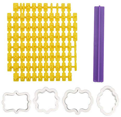 Lot de 94 tampons à biscuits et de 4 emporte-pièces en forme de lettres de l'alphabet et de chiffres
