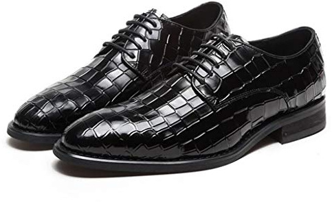 Men's Business Leather Shoes,Work Party Banquet Dress Shoes Crocodile Pattern Lace up Footwear,Black- 44/UK 9.5/US 10