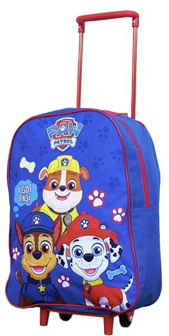 Paw Patrol Kids Cabin Bag Suitcase - Lightweight with Wheels and Telescopic Handle - Ideal for Short Breaks, Holidays, Sleepovers, and School Trips