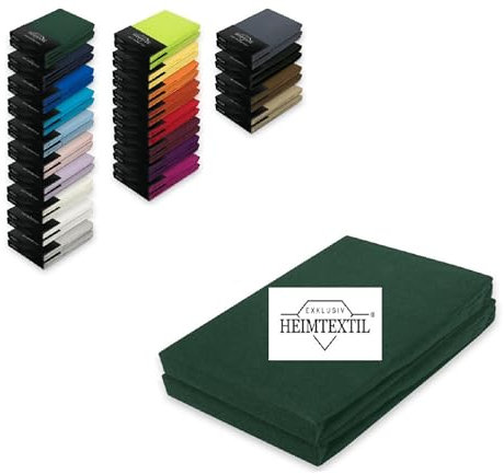 EXKLUSIV HEIMTEXTIL Doppelpack Jersey Spannbettlaken Premium Dunkelgrün 200 x 220 cm