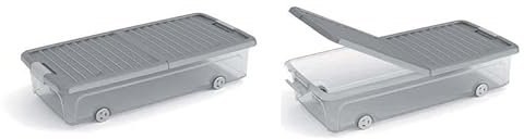 Keter Aufbewahrungsboxen W Box, Unterbett L, mit Rädern, 74 x 37 x 16,5 cm, Farbe grau