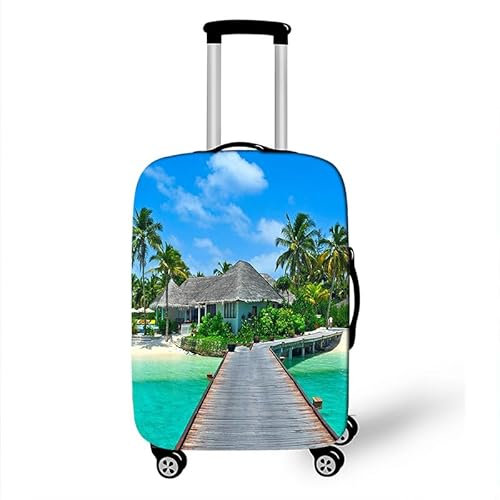 Kofferschutzhülle Elastisch Kofferhülle 18-32 Zoll, Mateju Strand-Szenerie Gepäck Cover Reisekoffer Hülle Trolley Case Schutzhülle Luggage Cover Waschbare Staubdichte Kofferbezug (L,Himmel)