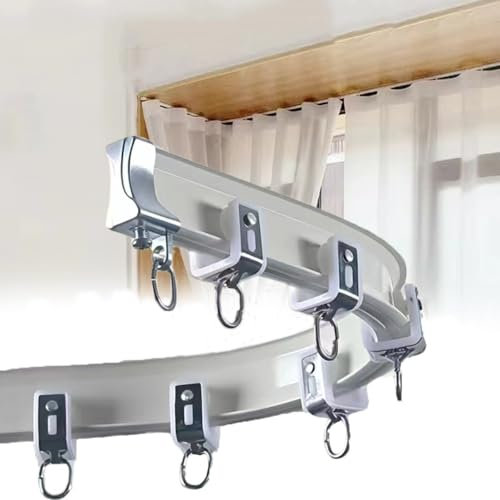 NILZA Binario A Soffitto in Alluminio, Bianco Binario per Tende con Accessori, Binario Flessibile per Tende da Soffitto, Sistema di Binari per Tenda da Doccia, Montaggio A Soffitto Parete, 3m 4m 5m (