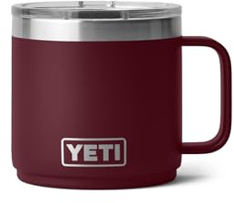 YETI Rambler 14 oz Stackable Mug, Vacuum Insulated, Stainless Steel with MagSlider Lid, Wild Vine Red