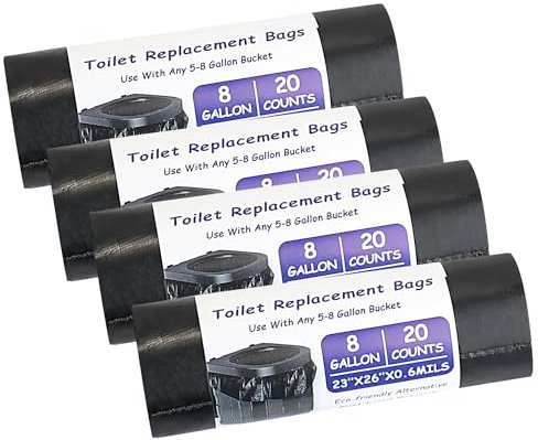 80 sacchetti igienici portatili da 8 galloni, sacchetti per la spazzatura biodegradabili da 30 l, sacchetti neri per rifiuti alimentari, sacchetti per WC da campeggio, 100% compostabili, per casa