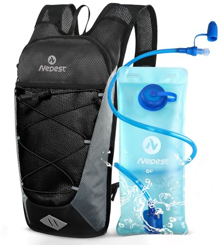 Nepest Hydration Backpack with 2L Water Bladder for Cycling, Water Backpack for Hiking Running, Lightweight Hydration Pack, Black