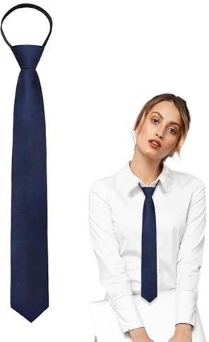Luckyvestir Cravatta da donna, pre-legata, colore: nero/rosso, con cerniera regolabile, Blu navy (larghezza 5,5 cm), 14.96 x 2.17